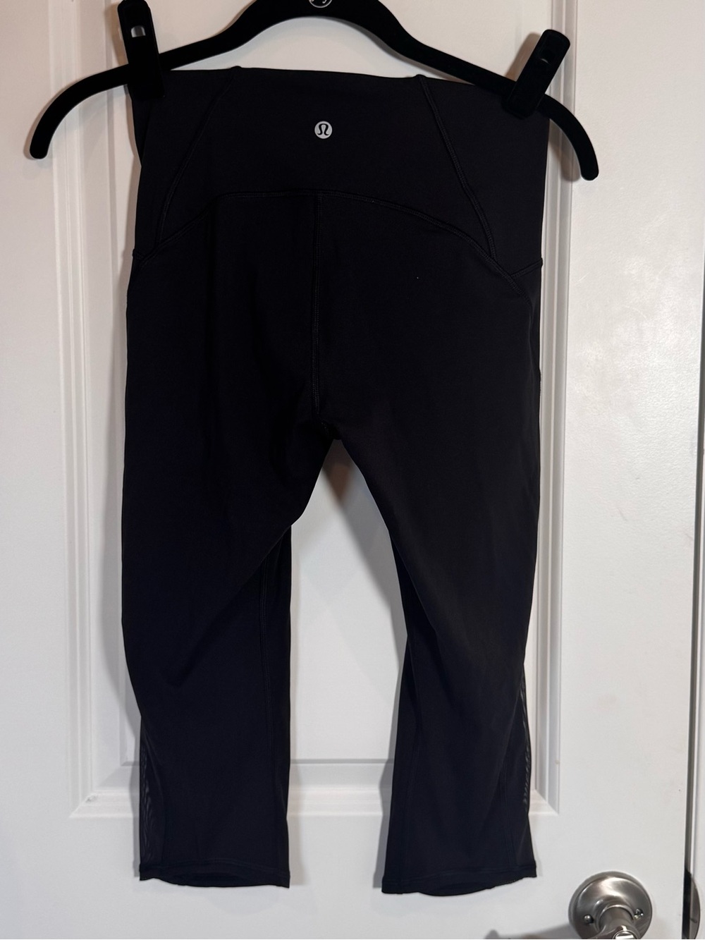 Lululemon Train Times Crop Leggings Size 6 Black Mesh Panel Luxtreme Yoga Pants